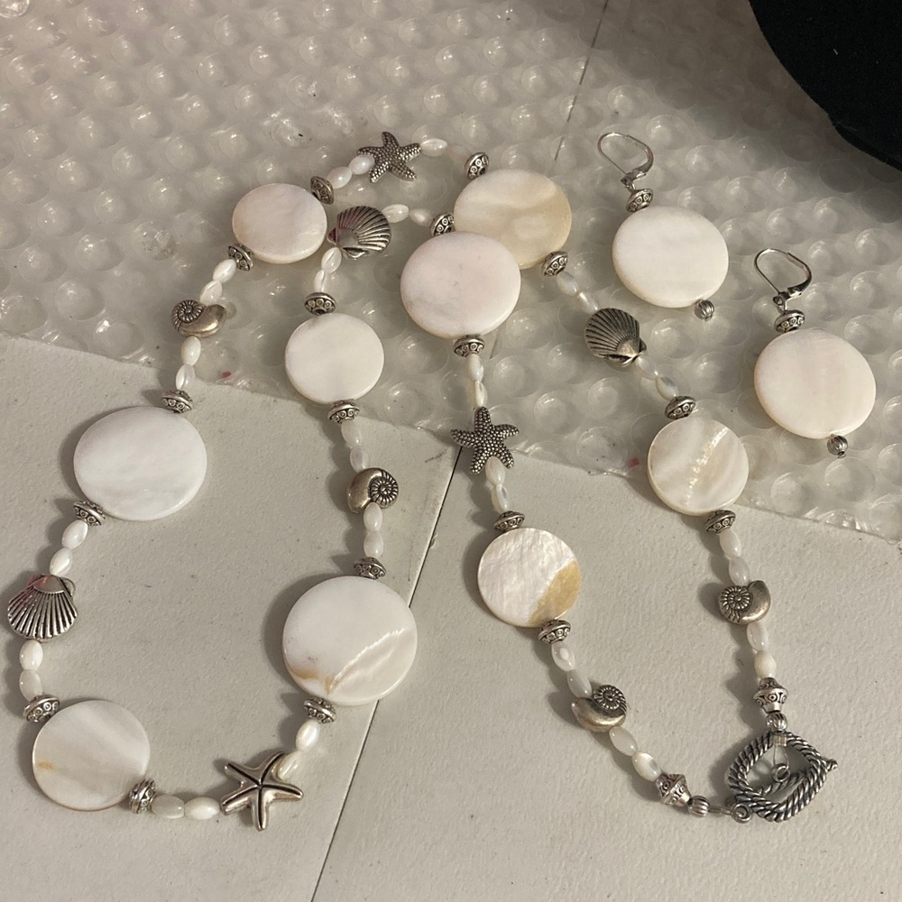 Silver and White Shell Necklace